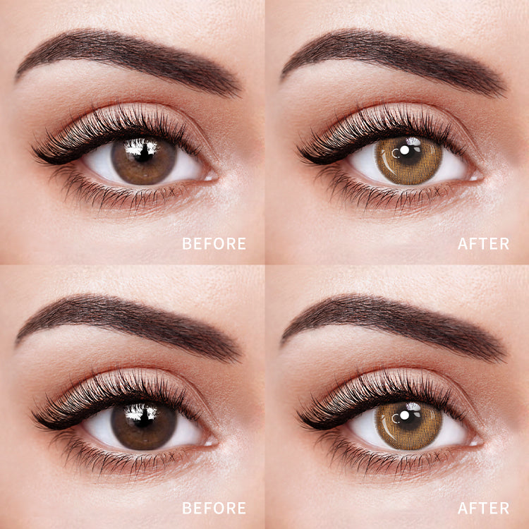 Comparison of the Effects Before and After Wearing Earthbound Pulse Brown Contact Lenses